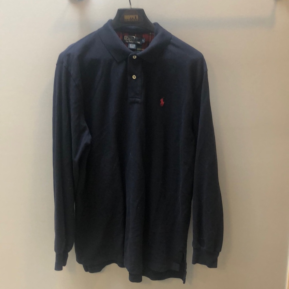 Navy long sleeve polo by Ralph Lauren